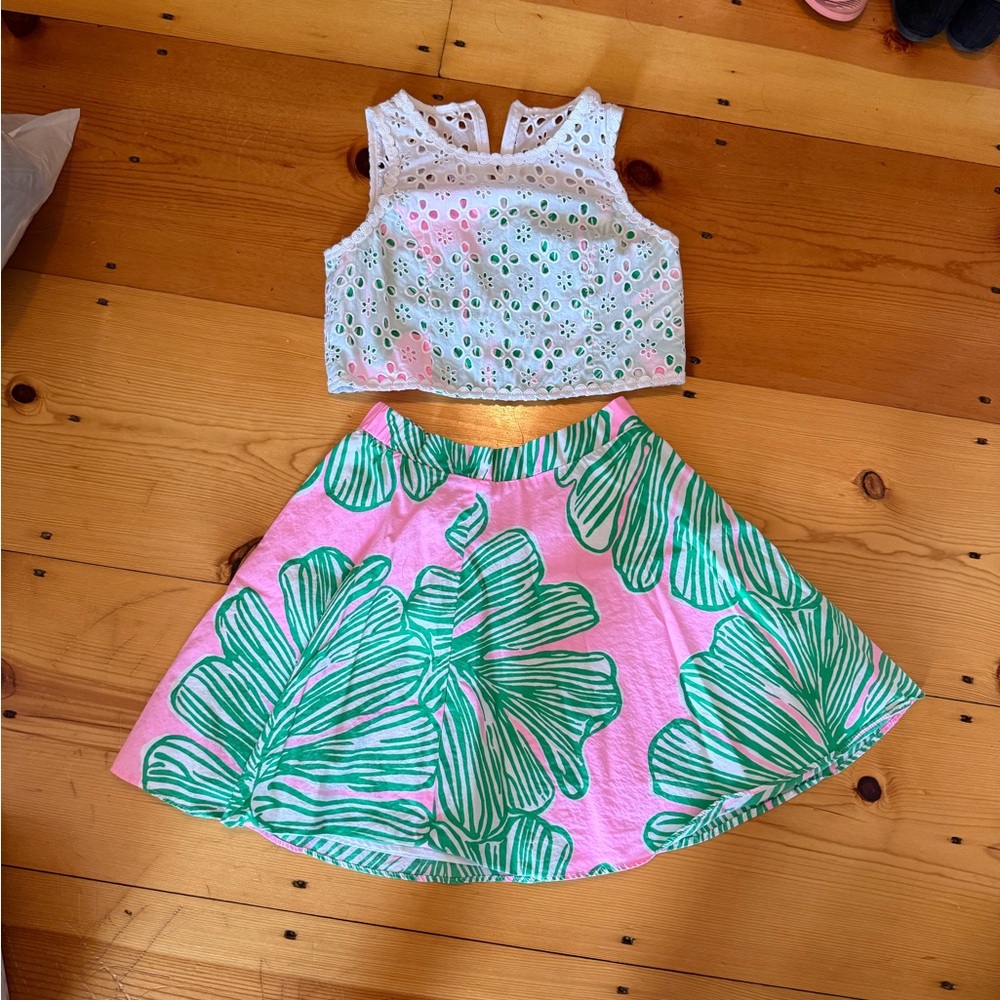 Lilly Pulitzer Pink and Green Tropical Kids Skirt